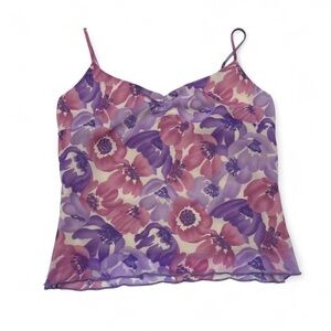 Vintage America Purple and Pink Floral Spaghetti Strap Camisole